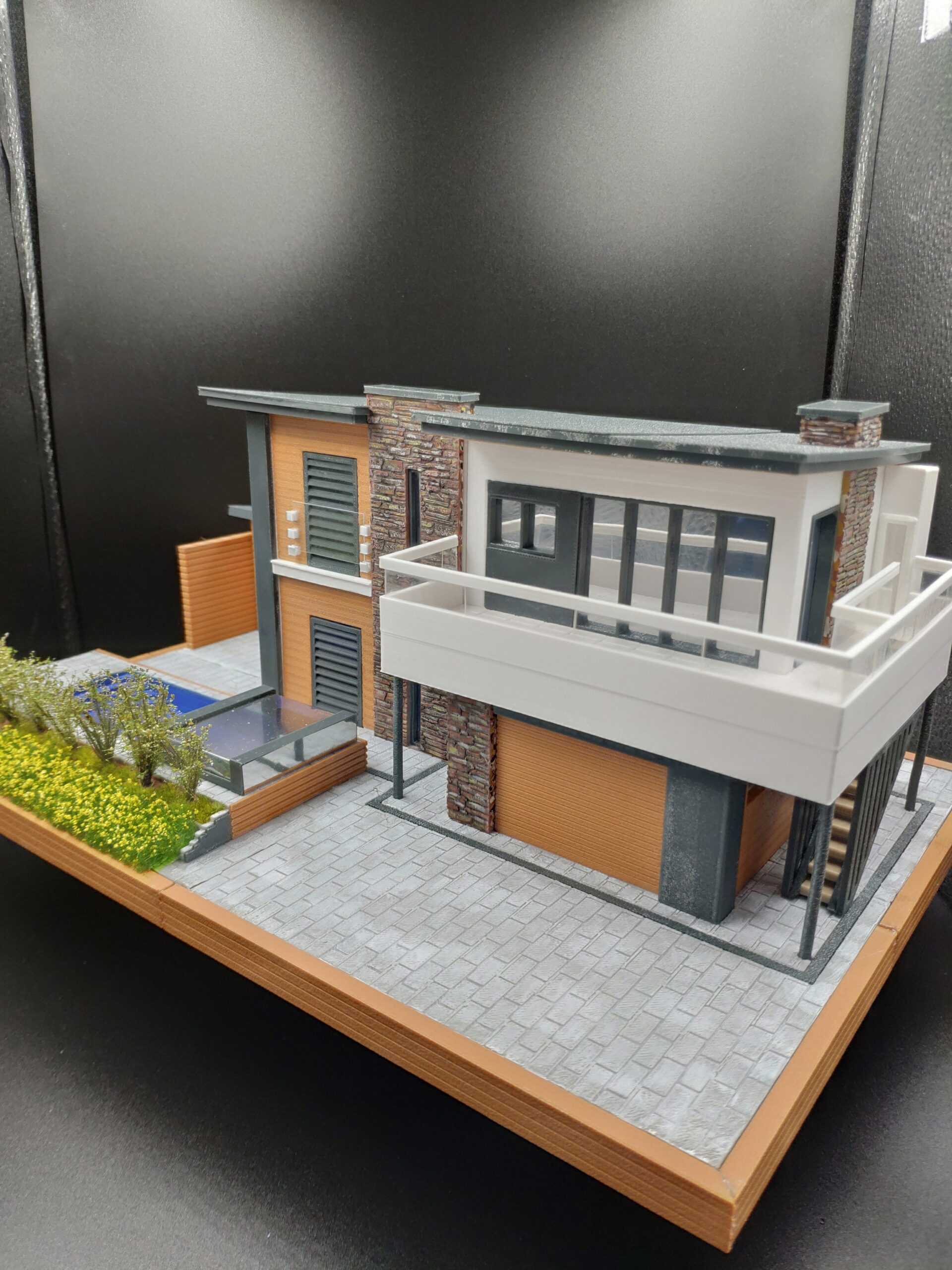 Detail 3D tištěného architektonického modelu domu – BB3D